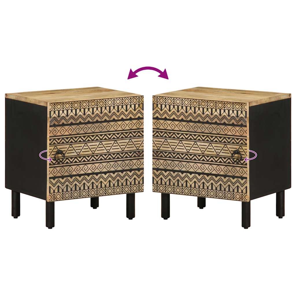 vidaXL Bed Cabinet Black 40x33.5x46 cm Solid Rough Wood Mango