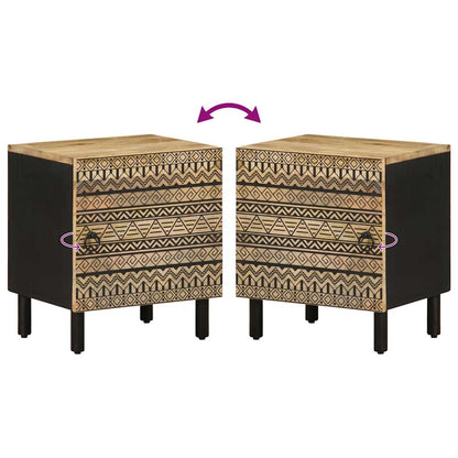 vidaXL Bed Cabinet Black 40x33.5x46 cm Solid Rough Wood Mango