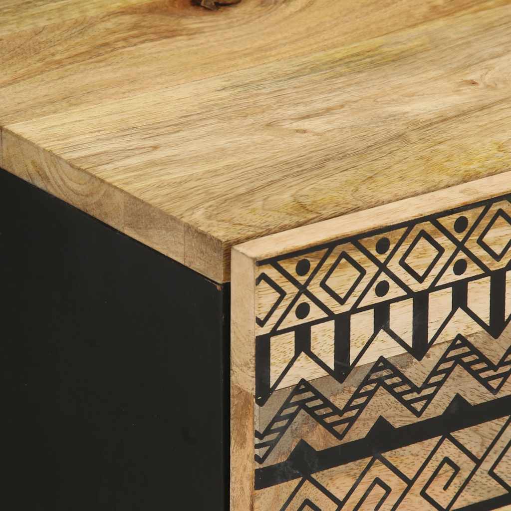 vidaXL Bed Cabinet Black 40x33.5x46 cm Solid Rough Wood Mango