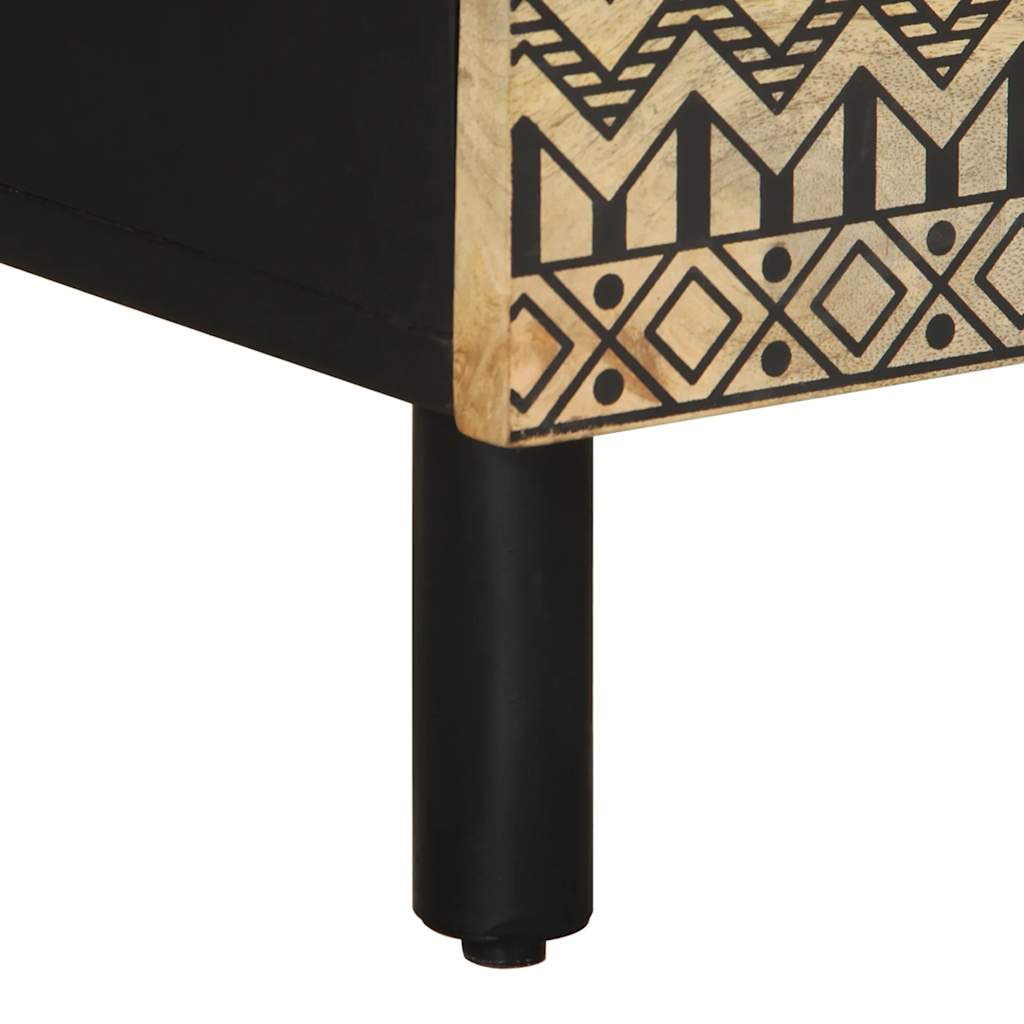 vidaXL Bed Cabinet Black 40x33.5x46 cm Solid Rough Wood Mango