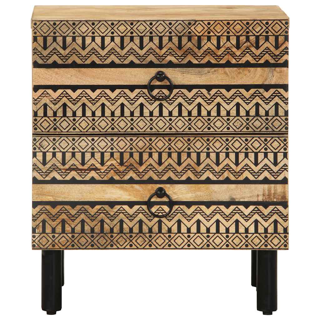 vidaXL Bed Cabinet Black 40x33.5x46 cm Solid Rough Wood Mango