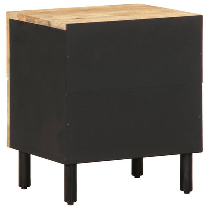 vidaXL Bed Cabinet Black 40x33.5x46 cm Solid Rough Wood Mango