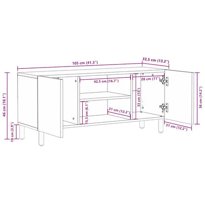 vidaXL TV Cabinet Black 105x33.5x46 cm Solid Rough Wood Mango
