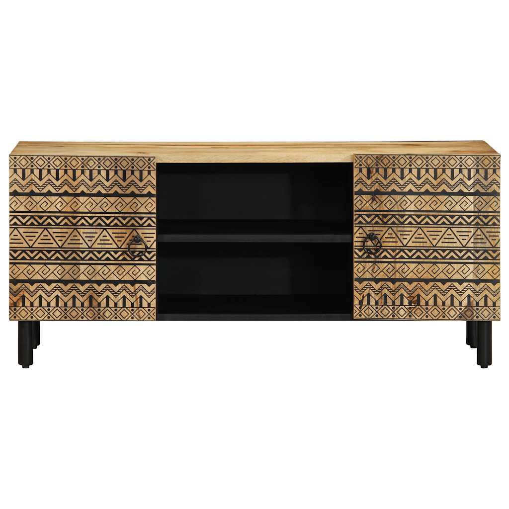 vidaXL TV Cabinet Black 105x33.5x46 cm Solid Rough Wood Mango
