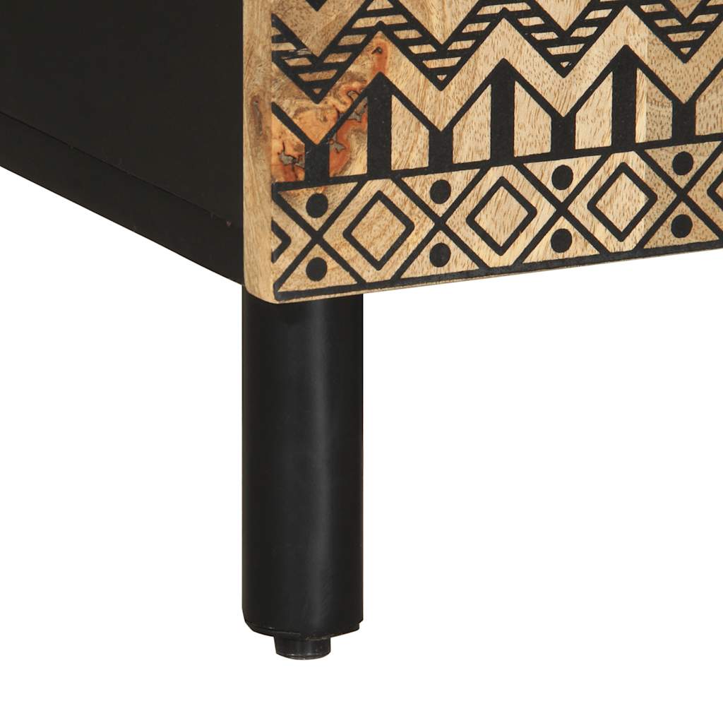 vidaXL TV Cabinet Black 105x33.5x46 cm Solid Rough Wood Mango