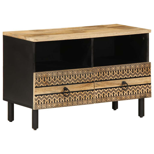 vidaXL TV Cabinet Black 70x33.5x46 cm Solid Rough Wood Mango
