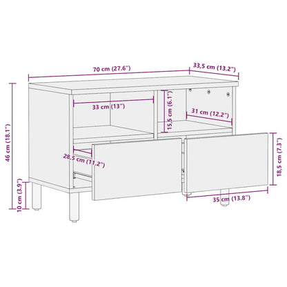 vidaXL TV Cabinet Black 70x33.5x46 cm Solid Rough Wood Mango