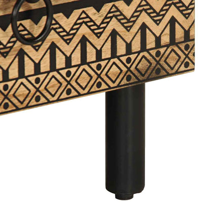 vidaXL TV Cabinet Black 70x33.5x46 cm Solid Rough Wood Mango