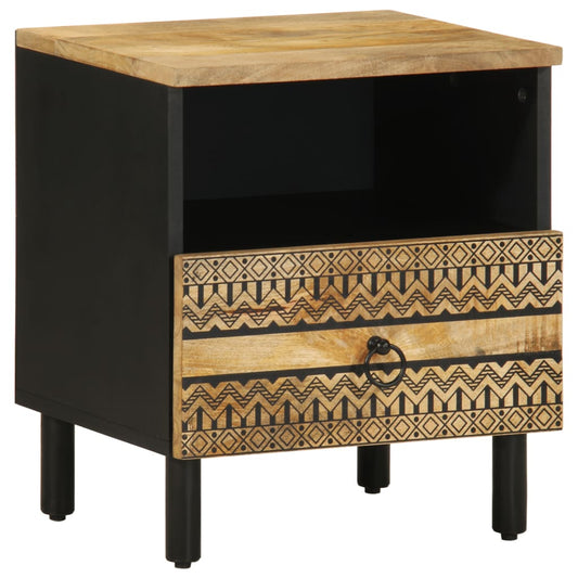 vidaXL Bed Cabinet Black 40x33x46 cm Solid Rough Wood Mango