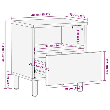 vidaXL Bed Cabinet Black 40x33x46 cm Solid Rough Wood Mango