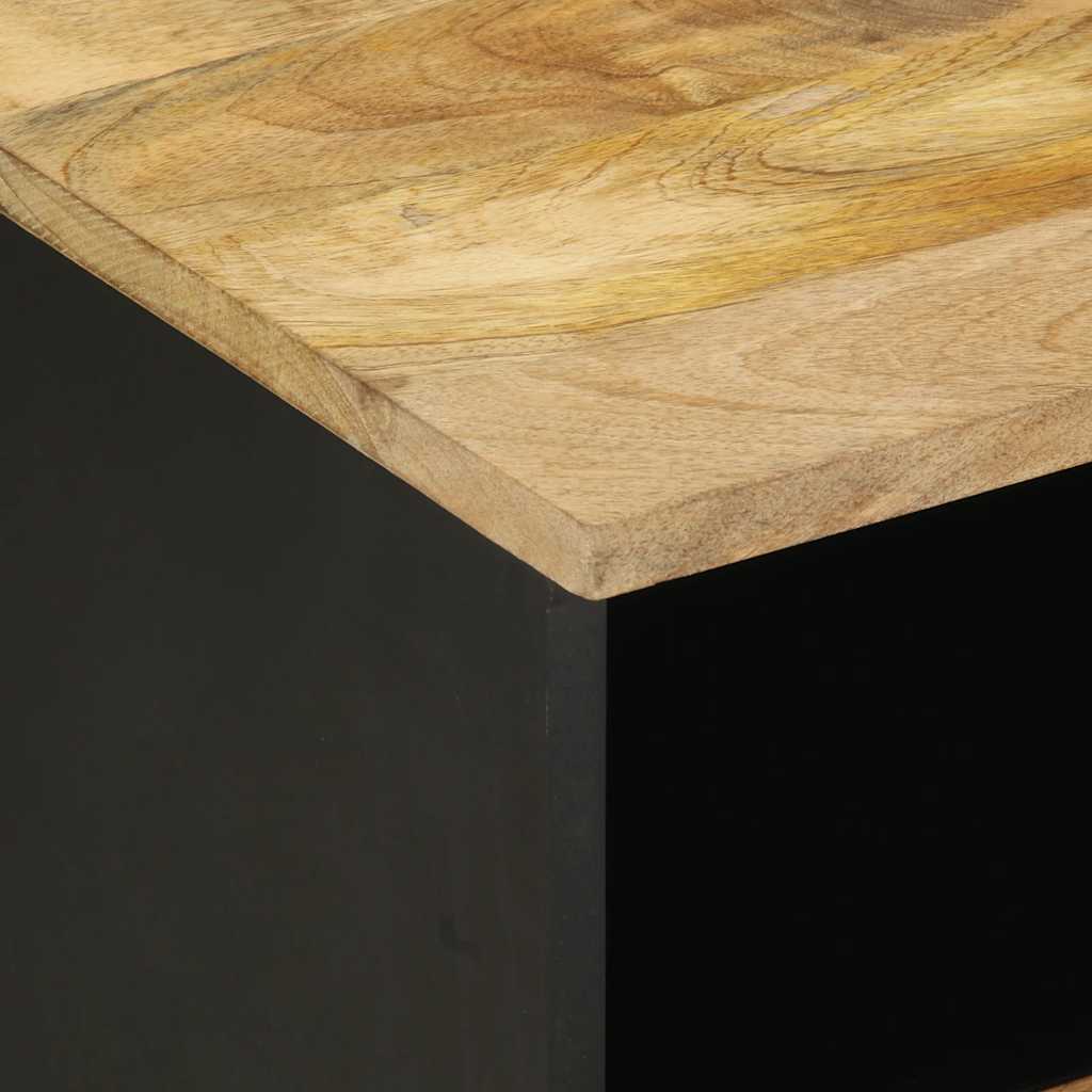 vidaXL Bed Cabinet Black 40x33x46 cm Solid Rough Wood Mango