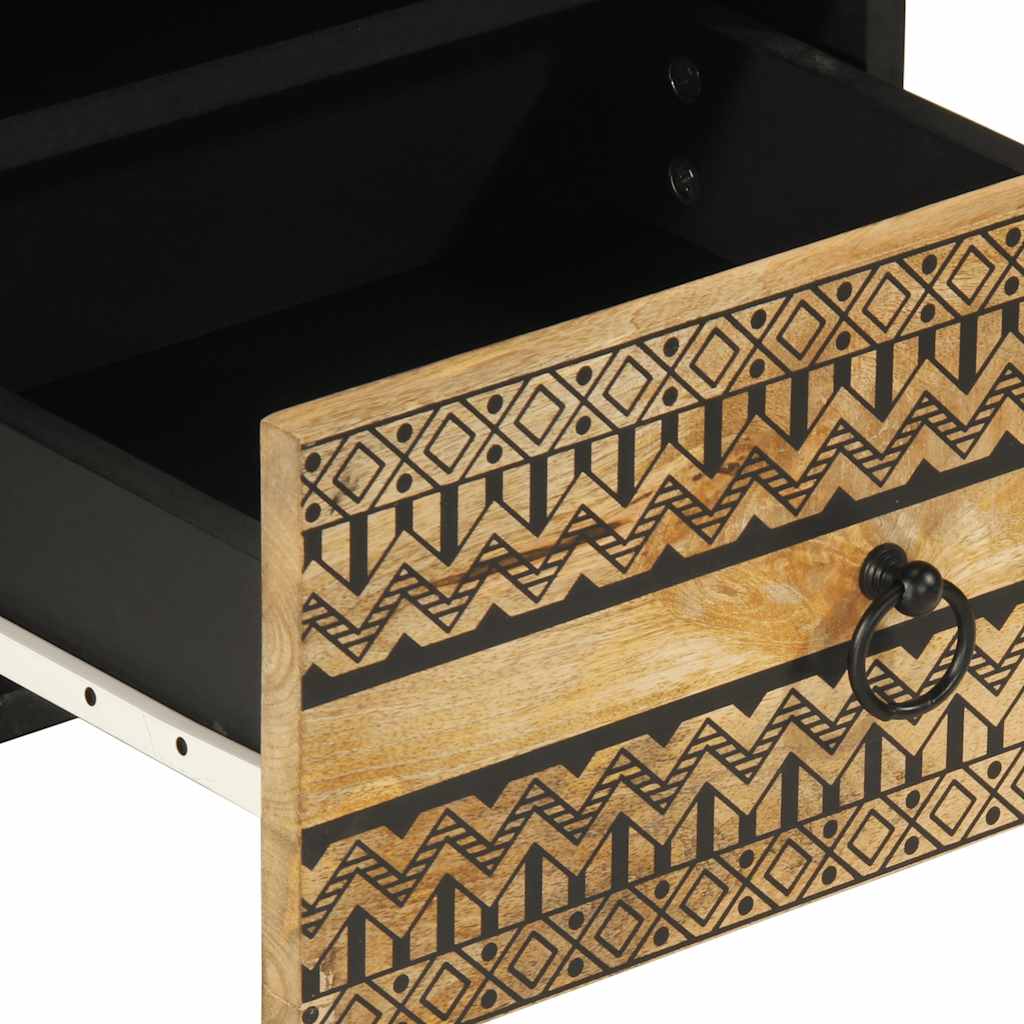 vidaXL Bed Cabinet Black 40x33x46 cm Solid Rough Wood Mango
