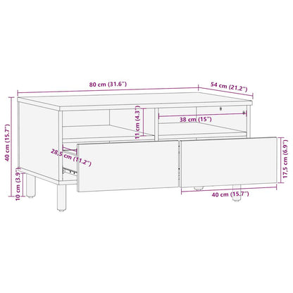 vidaXL Coffee Table Black 80x54x40 cm Solid Rough Wood Mango