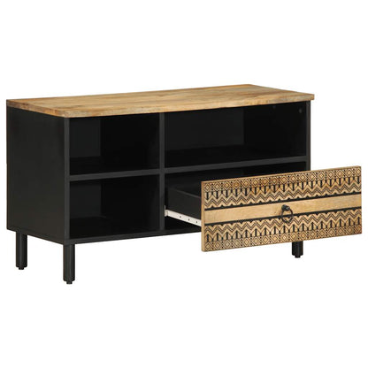 vidaXL TV Cabinet Black 80x33.5x46 cm Solid Rough Wood Mango