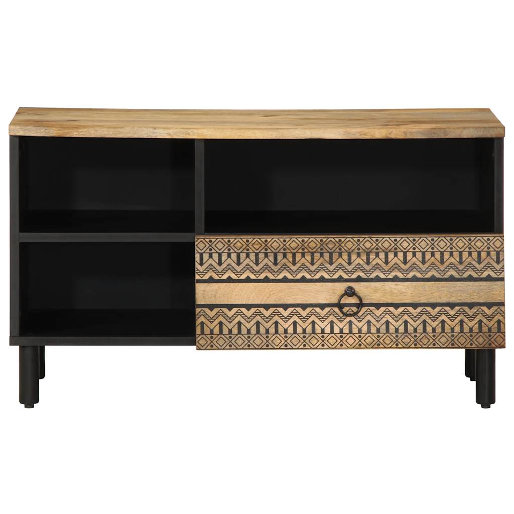 vidaXL TV Cabinet Black 80x33.5x46 cm Solid Rough Wood Mango