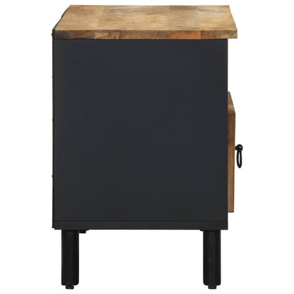 vidaXL TV Cabinet Black 80x33.5x46 cm Solid Rough Wood Mango