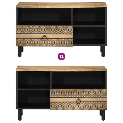 vidaXL TV Cabinet Black 80x33.5x46 cm Solid Rough Wood Mango