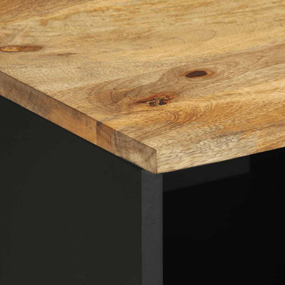vidaXL TV Cabinet Black 80x33.5x46 cm Solid Rough Wood Mango
