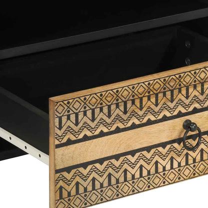 vidaXL TV Cabinet Black 80x33.5x46 cm Solid Rough Wood Mango
