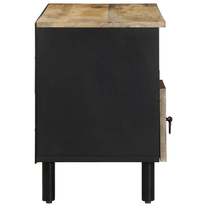 vidaXL TV Cabinet Black 100x33.5x46 cm Solid Rough Wood Mango