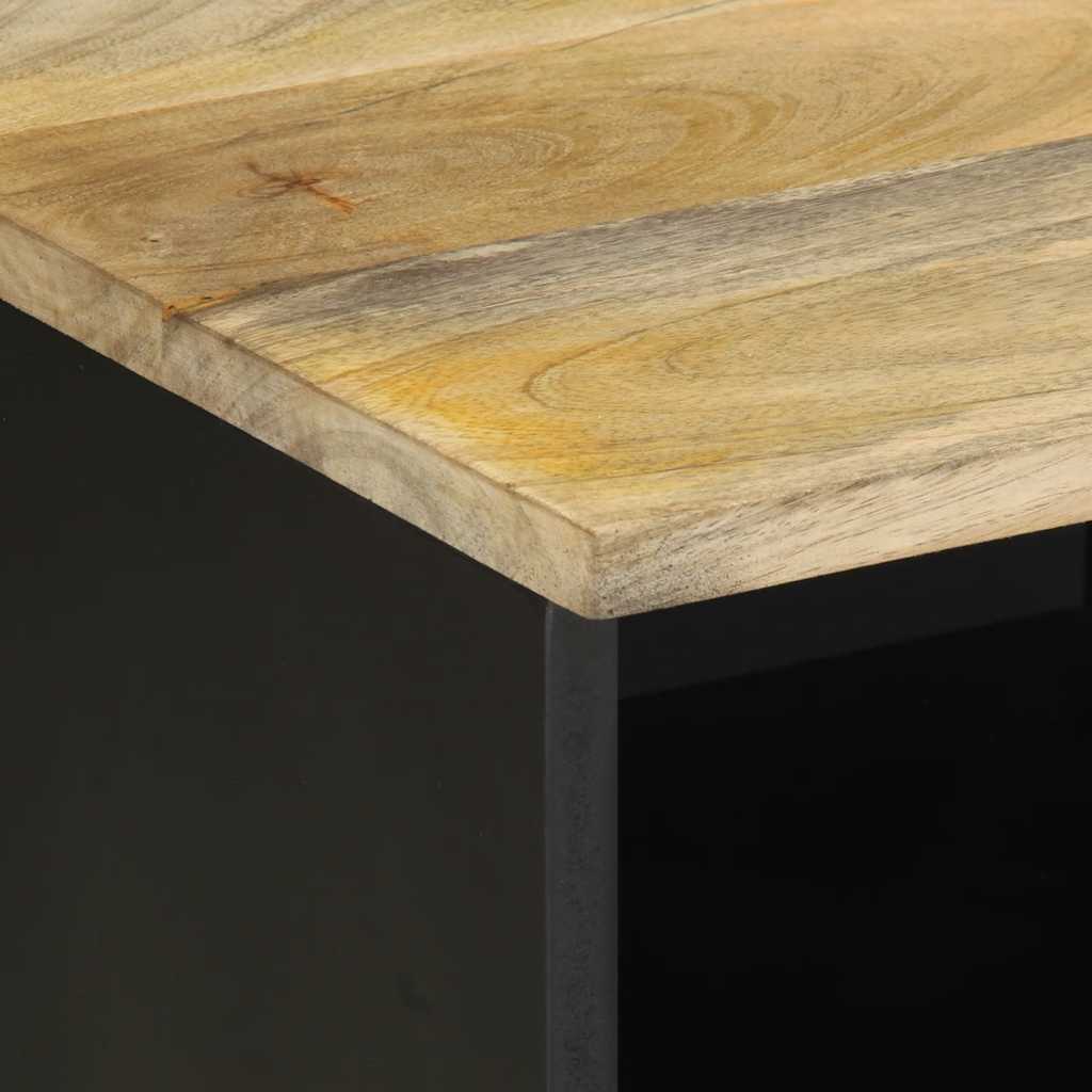 vidaXL TV Cabinet Black 100x33.5x46 cm Solid Rough Wood Mango