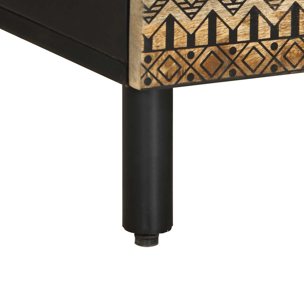 vidaXL TV Cabinet Black 100x33.5x46 cm Solid Rough Wood Mango