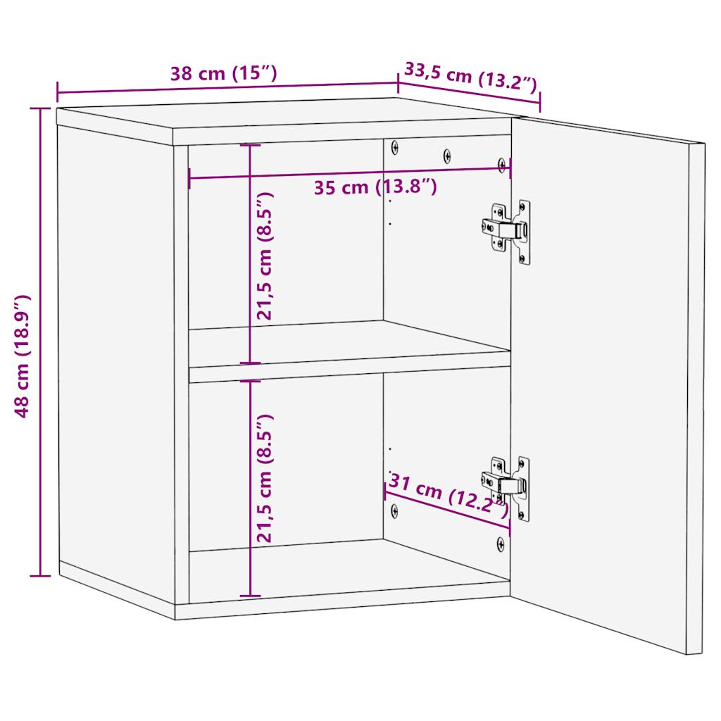 vidaXL Bathroom Hanging Cabinet Black 38x33.5x48 cm Solid Wood Mango