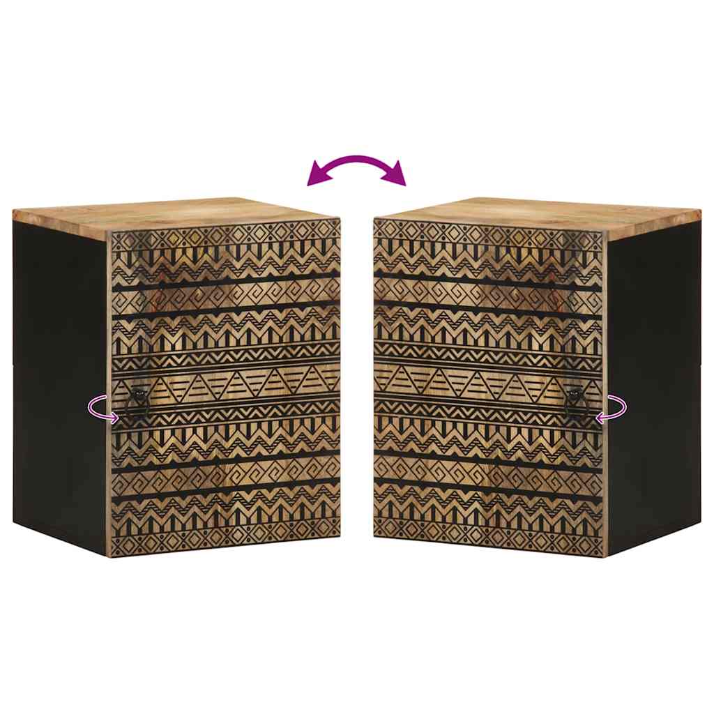 vidaXL Bathroom Hanging Cabinet Black 38x33.5x48 cm Solid Wood Mango
