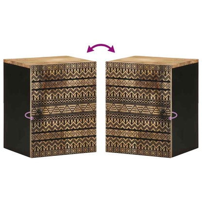 vidaXL Bathroom Hanging Cabinet Black 38x33.5x48 cm Solid Wood Mango