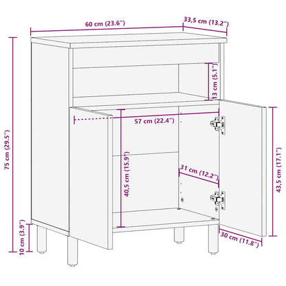 vidaXL Sideboard 60x33.5x75 cm Solid Rough Wood Mango