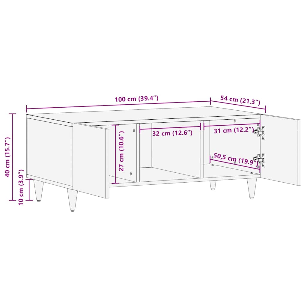 vidaXL Coffee Table 100x54x40 cm Solid Wood Mango