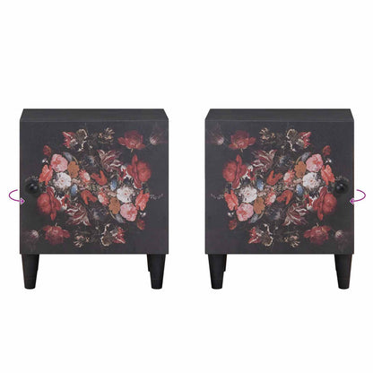 vidaXL Bedside Cabinet with Door 2 pcs Black 40 x 33 x 46 cm