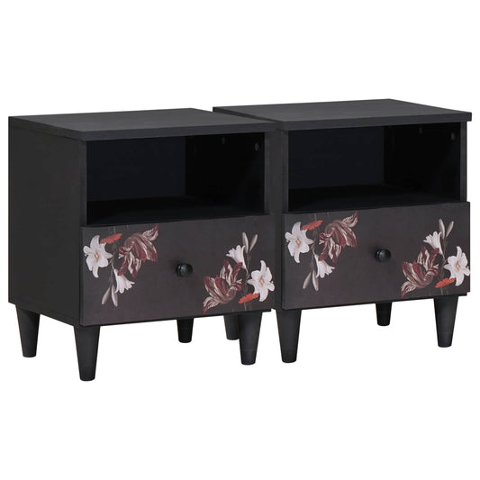 vidaXL Bedside Table 2 pcs Brown 40 x 33 x 46 cm Solid Mango Wood