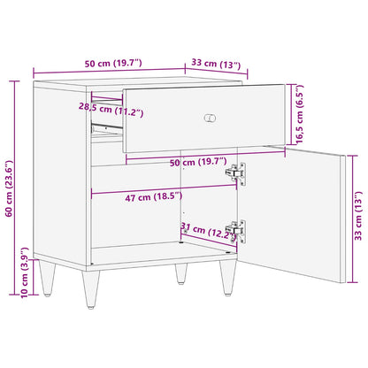 vidaXL Bedside Table Multicolour 50 x 33 x 60 cm Solid Mango Wood