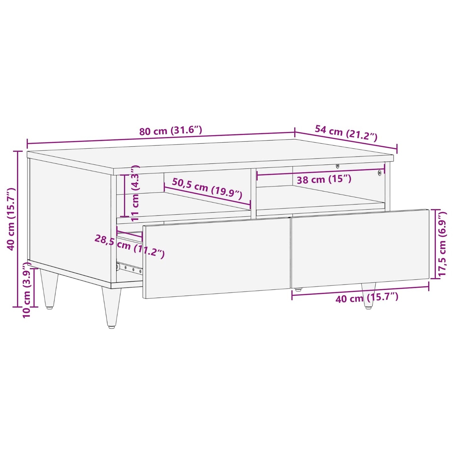 vidaXL Coffee Table Multicolour 80 x 54 x 40 cm Solid Mango Wood