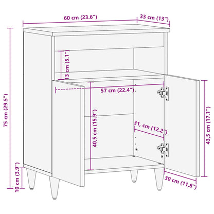 vidaXL Storage Cabinets Multicolour 60 x 33.5 x 75 cm Solid Mango Wood