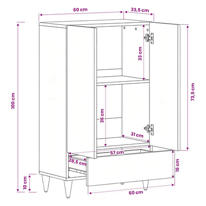 vidaXL Storage Cabinets with Drawer Multicolour 60 x 33.5 x 100 cm
