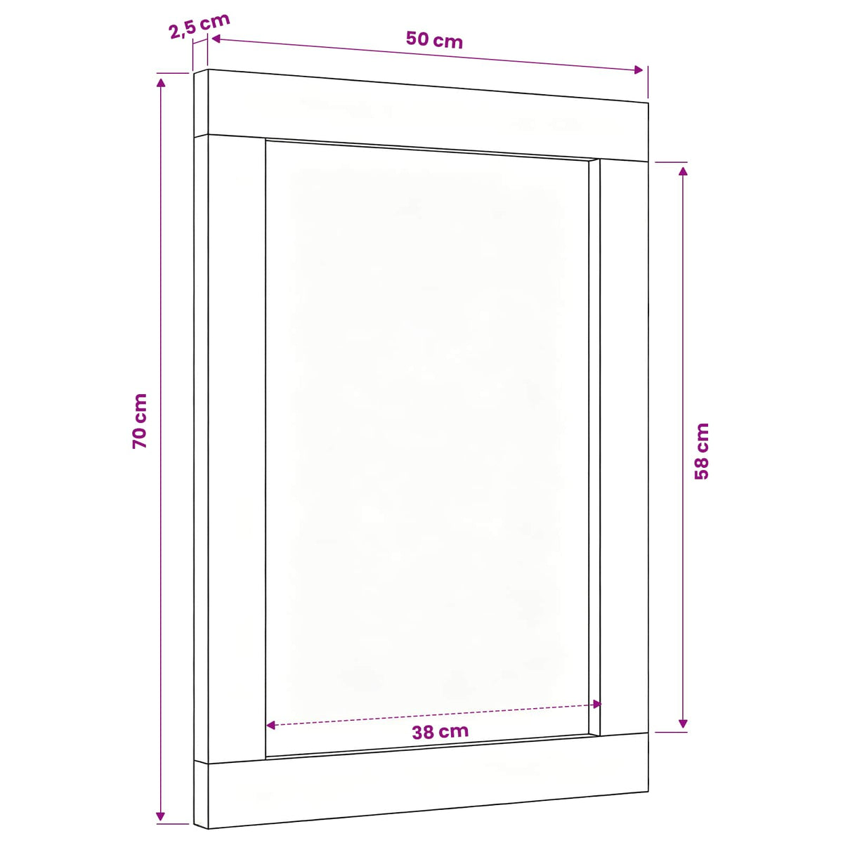 vidaXL Mirror Multicolour 70 x 50 x 3 cm Glass