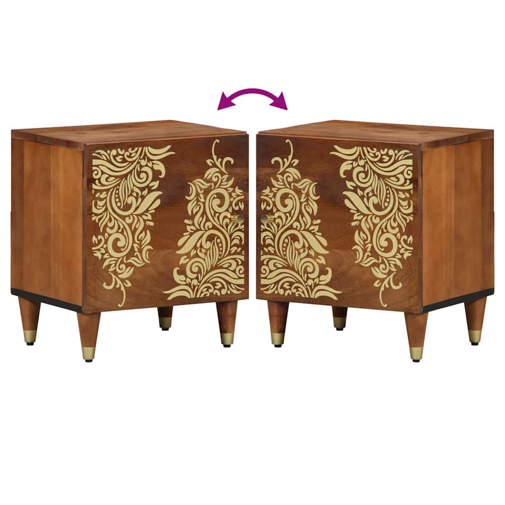 vidaXL Bedside Cabinet with Door 2 pcs Honey Brown 40 x 33 x 46 cm