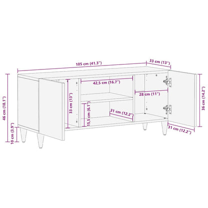 vidaXL TV Cabinet Honey Brown 105 x 33 x 46 cm Solid Mango Wood