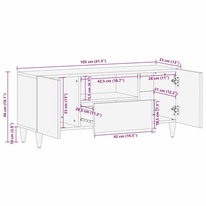 vidaXL TV Cabinet Honey Brown 105 x 33 x 46 cm Solid Mango Wood