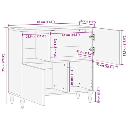 vidaXL Sideboard with Shelf Brown 80 x 33 x 75 cm Solid Mango Wood