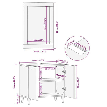 vidaXL Bathroom Mirror with Mirror Honey Brown 70 x 50 x 2.5 cm