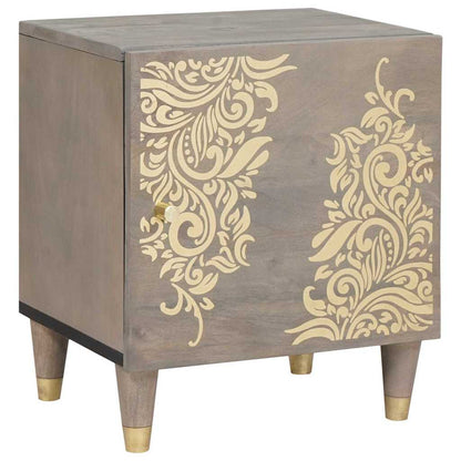 vidaXL Bedside Cabinet with Door Grey 40 x 33 x 46 cm Solid Mango Wood