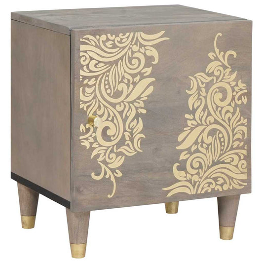 vidaXL Bedside Cabinet with Door Grey 40 x 33 x 46 cm Solid Mango Wood