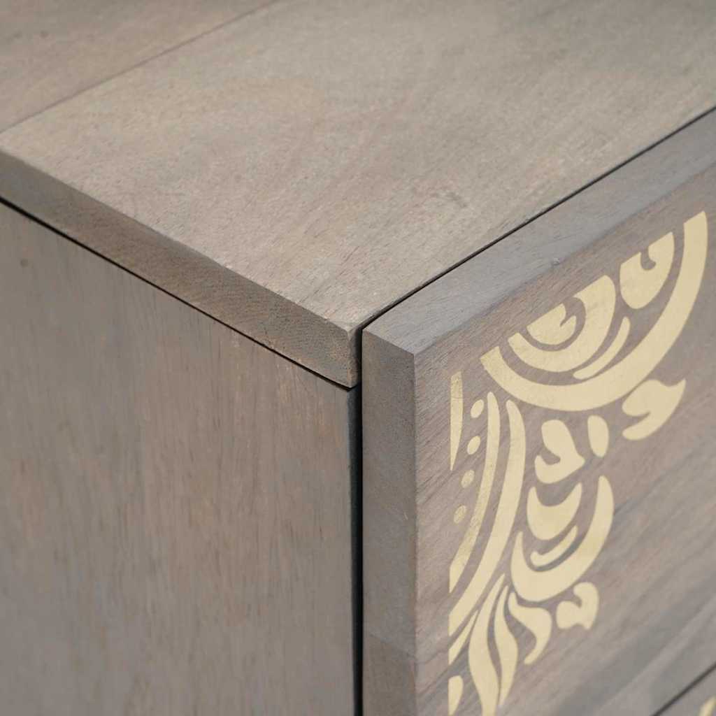vidaXL Bedside Cabinet Grey 40 x 33 x 46 cm Solid Mango Wood