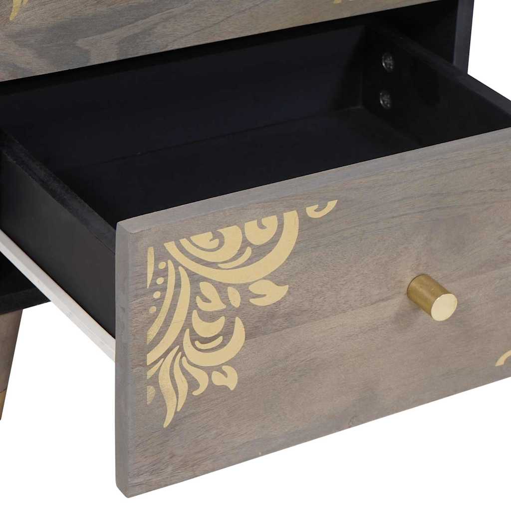 vidaXL Bedside Cabinet 2 pcs Grey 40 x 33 x 46 cm Solid Mango Wood