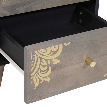 vidaXL Bedside Cabinet 2 pcs Grey 40 x 33 x 46 cm Solid Mango Wood