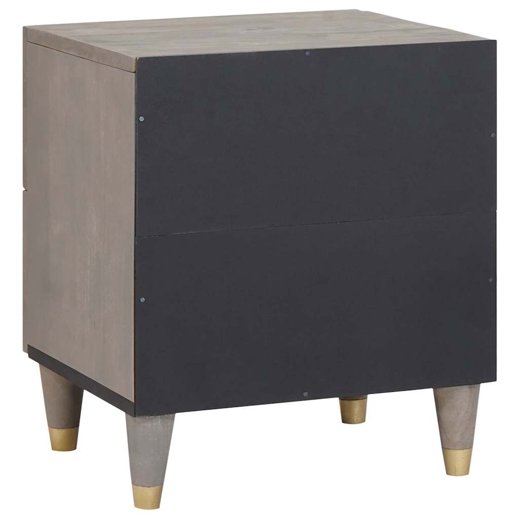 vidaXL Bedside Cabinet 2 pcs Grey 40 x 33 x 46 cm Solid Mango Wood