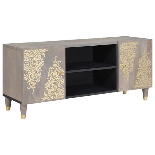 vidaXL TV Cabinet with Shelf Grey 105 x 33 x 46 cm Solid Mango Wood